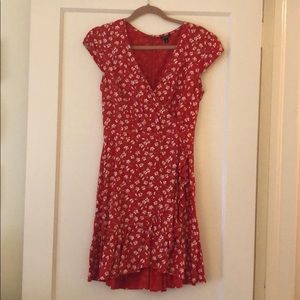 Red floral j crew dress